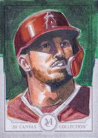 2020 Topps Museum Collection Canvas Collection Originals Sketch # Mike Trout Matt Stewart Baseball Card