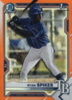 2021 Bowman Draft #BDC63 Ryan Spikes Chrome-Orange Refractor Baseball Card