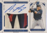 2019 Panini National Treasures #66 Austin Riley Material Signature Baseball Card