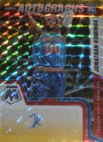 2021 Panini Mosaic Rookie Autographs Mosaic #RAMJKM Jonathan Kuminga Fusion Red/Yellow Choice Basketball Card