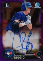 2016 Bowman Draft Chrome Draft Picks Autographs #CDACB Cavan Biggio Purple Refractor Baseball Card