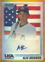 2010 Bowman Chrome USA 18 & Under Autograph #USAA5 Alex Bregman Gold Refractor Baseball Card