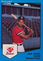 1989 Procards #838 Dave Justice Richmond Braves Baseball Card
