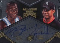 2012 Upper Deck All Time Greats Sports All-Time Dual Forces Autograph #JW Michael Jordan/Tiger Woods Basketball Card