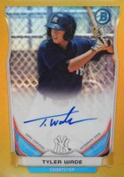 2014 Bowman Prospect Autograph #TW Tyler Wade Chrome-Gold Refractor Baseball Card