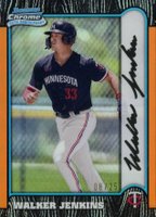 2024 Bowman Chrome 1999 Bowman Chrome 25th Anniversary #25 Walker Jenkins Orange Refractor Baseball Card