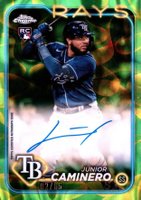 2024 Topps Chrome Update Chrome Rookie Autographs #RAJCA Junior Caminero Green/Yellow Lava Lamp Baseball Card