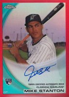 2010 Topps Chrome #190 Mike Stanton Red Refractor-Autograph Baseball Card