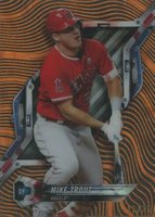 2018 Topps High Tek #HT-MT Mike Trout Magma Diffractor Orange Baseball Card