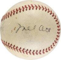 1999 Hall of Fame Autographs # Mel Ott Ball Baseball Card