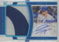 2020 Panini National Treasures #157 Gavin Lux Material Signature-Platinum 1/1 Baseball Card