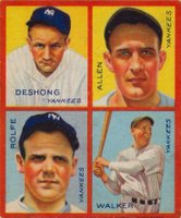 1935 Goudey 4-in-1 # Allen/Deshong/Rolfe/Walker Correct spell Deshong Baseball Card