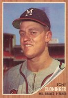 1962 Topps #63 Tony Cloninger Baseball Card