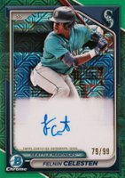 2024 Bowman Mega Box Chrome Bowman Prospect Mega Autographs #FC Felnin Celesten Green Refractor Baseball Card