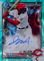 2021 Bowman Draft 1st Edition Chrome Autographs #CDAJA Jay Allen Aqua Lava Refractor Baseball Card
