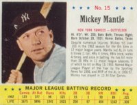 1963 Jell-O #15 Mickey Mantle Hand Cut Baseball Card