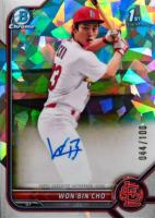 2022 Bowman Chrome Prospect Autographs #CPAWC Won-Bin Cho Atomic Refractor Baseball Card