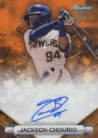 2023 Bowman Sterling Prospect Autographs #PAJCU Jackson Chourio Orange Baseball Card