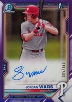 2021 Bowman Draft Chrome Draft Pick Autographs #CDAJV Jordan Viars Purple Refractor Baseball Card