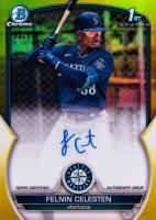 2023 Bowman Chrome Prospect Autographs #CPAFC Felnin Celesten Yellow Refractor Baseball Card