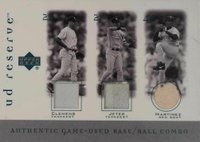 2001 Upper Deck Reserve Game-Used Reserve Trio #B-CMJ Derek Jeter/Pedro Martinez/Roger Clemens Baseball Card