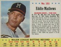 1963 Jell-O #151 Eddie Mathews Hand Cut Baseball Card