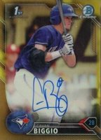 2016 Bowman Draft Chrome Draft Picks Autographs #CDACB Cavan Biggio Gold Refractor Baseball Card