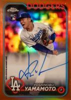 2024 Topps Chrome Rookie Autographs #RAYY Yoshinobu Yamamoto Orange Refractor Baseball Card