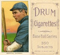 1909 White Borders Drum 350 #195 Clark Griffith Batting Baseball Card