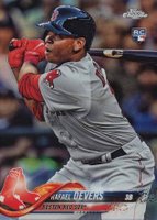 2018 Topps Chrome #25 Rafael Devers Batting-Refractor Baseball Card