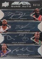 2008 Upper Deck Black Quad Autographs #STUD Michael Jordan/LeBron James/Kevin Garnett/Kobe Bryant Basketball Card