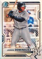 2021 Bowman Draft #BDC77 Jasson Dominguez Chrome-Refractor Baseball Card