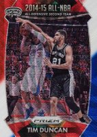 2015 Panini Prizm #399 Tim Duncan Red/White/Blue Prizm Basketball Card