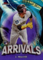 2024 Topps Finest Arrivals #A24 Jackson Merrill Purple Refractor Baseball Card
