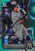 2022 Bowman Draft #BDC68 Anthony Volpe Chrome-Aqua Lava Refractor Baseball Card