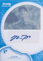 2011 Bowman Sterling Rookie Autographs #19 Mike Trout Printing Plates Cyan Baseball Card