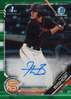 2019 Bowman Draft Chrome Draft Picks Autograph #CDAHB Hunter Bishop Green Refractor Baseball Card