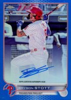 2022 Topps Chrome Rookie Autographs #RABS Bryson Stott Blue Refractor Baseball Card