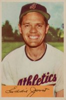 1954 Bowman #35a Eddie Joost Quiz Answer is 8 Baseball Card
