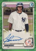 2020 Bowman Chrome Prospect Autographs #CPAJDO Jasson Dominguez Green Refractor Baseball Card