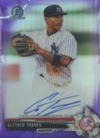 2017 Bowman Prospects Autographs #GT Gleyber Torres Chrome-Purple Refractor Baseball Card