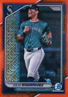 2024 Bowman Chrome Mega Box #95 Julio Rodriguez Orange Refractor Baseball Card