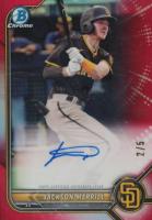 2022 Bowman Chrome Prospect Autographs #CPAJME Jackson Merrill Red Refractor Baseball Card