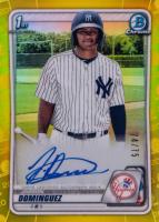 2020 Bowman Chrome Prospect Autographs #CPAJDO Jasson Dominguez Yellow Refractor Baseball Card