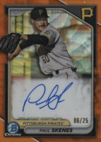 2024 Bowman Chrome Prospect Autographs #CPAPS Paul Skenes Hta Orange Wave Refractor Baseball Card