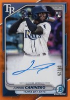 2024 Bowman Chrome Rookie Autographs #CRAJCA Junior Caminero Orange Refractor Baseball Card