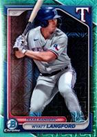 2024 Bowman Mega Box Chrome Prospects #64 Wyatt Langford Aqua Refractor Baseball Card