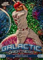 2024 Topps Chrome Cosmic Galactic Greatness #16 Albert Pujols Green Space Dust Refractor Baseball Card