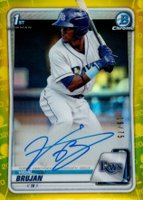 2020 Bowman Chrome Prospect Autographs #CPAVB Vidal Brujan Yellow Refractor Baseball Card
