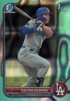 2022 Bowman Draft #BDC84 Dalton Rushing Chrome-Aqua Lava Refractor Baseball Card